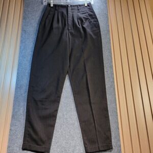 Oui by FB Jean Trousers Women 5/6 Gray Good Vintage Pinstripe Pleated High Waist